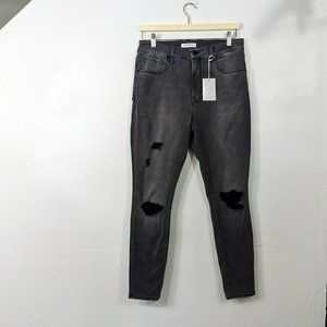 GOOD AMERICAN Good Legs Cropped Black Distressed Jeans NWT Size 12/31